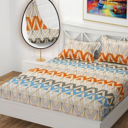 YaAkholic Multicoloured 210 TC Queen Bedsheet with 2 Pillow Covers-image-35