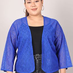 Moonaa Fashion Geometric Self Design Mandarin Collar Cotton Shrug-image-56