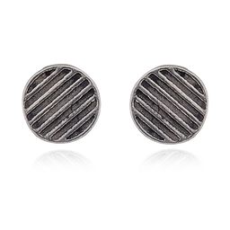 Nemichand Jewels Women Silver Oxidised Circular Silver-Plated Studs Earrings-18