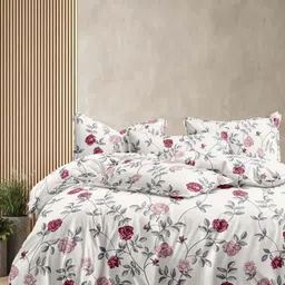 CHICERY White & Grey Floral AC Room Single Bed Comforter-image-72