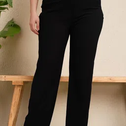 BAESD Women Smart Flared High-Rise Wrinkle Free Trousers-picture-33