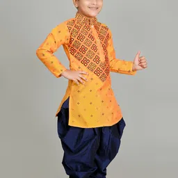 NFC CREATION Boys Printed Regular Dupion Silk Kurta with Patiala image 3