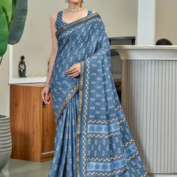Panzora Floral Zari Bagru Saree-picture-31