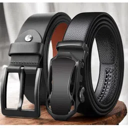 The Roadster Lifestyle Co Men Set Of 2 Textured LeatherBelts-19