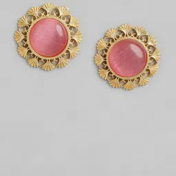 Anouk Gold Plated Artificial Stones Studded Circular Studs image 3