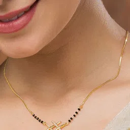 SHWENIT JEWELS Gold-Plated Kundan Stone Studded and Beaded Mangalsutra-image-86