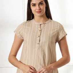 Anouk Rustic Women Vertical Stripes Striped Cotton Shirt Style Regular Top-image-70