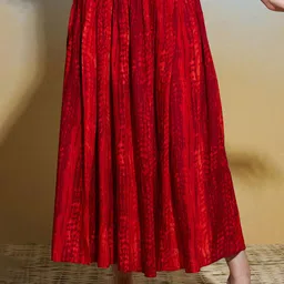 FLOWERVELLY Printed A-Line Maxi Skirt-picture-4