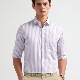 Arrow Striped Spread Collar Pure Cotton Shirt-picture-14