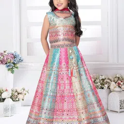 JAY NAGNATH FAB Girls Embellished Mirror Work Ready to Wear Lehenga & Blouse With Dupatta-image-85