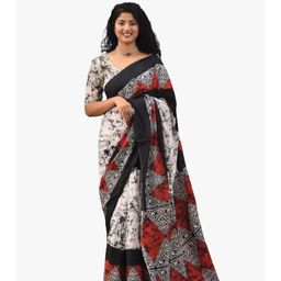 clothonus Geometric Printed Ikat Pure Cotton Saree-5