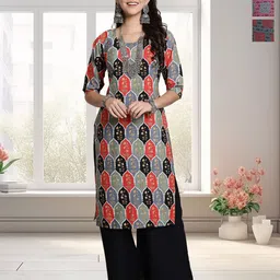 HERE&NOW Women Pack of 3 Ethnic Motifs Printed Pure Crepe Straight Kurta-image-32
