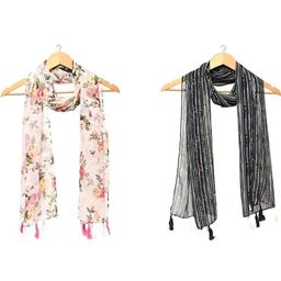 StoleVilla Women Printed Designer Chiffon Stoles and Scarf - Pack of 6-image-57
