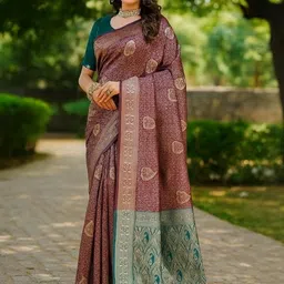 Moda Rapido Purple Woven Design Silk Cotton Kanjeevaram Sarees-picture-25
