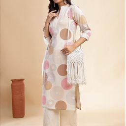 KALINI Off White Cotton Blend Kurta Sets-image-73