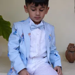 Funny Bones Clothings Boys Printed Single-Breasted Four-Piece Suit-image-85