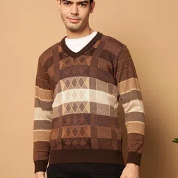 BUDAPEST Geometric Self Design Woollen Pullover-image-87