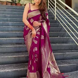 bigben textile Woven Design Zari Silk Blend Banarasi Saree-picture-10
