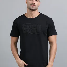 Q CUT Typography Printed Round Neck Cotton T-shirt-image-66