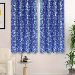Saral Home Blue & White Set of 2 Floral Room Darkening Window-75