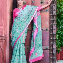 Anouk Women Floral Printed Zari Saree-image-66