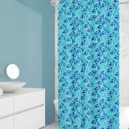 ArtzFolio Turquoise Blue & Blue Printed Waterproof Shower Curtain-image-74