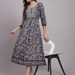 Angkor Women Black Viscose Rayon Kurtas-picture-48