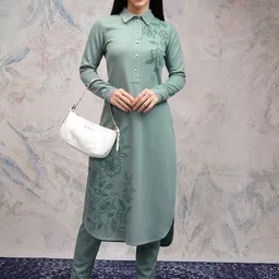 Vishudh Women Floral Printed Regular Kurta with Trousers-picture-49