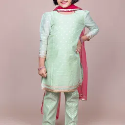 HERE&NOW Girls Printed Regular Kurta with Palazzos & With Dupatta image 1