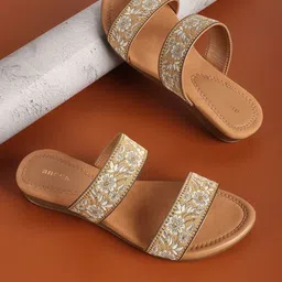 Anouk Women Printed Ethnic Open Toe Flats with Embroidered-image-76
