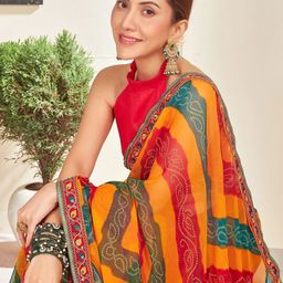 DIVASTRI Bandhani Sequinned Pure Georgette Bandhani Saree-image-7