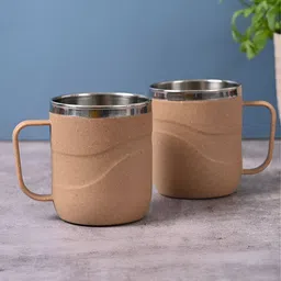 eha Beige 4 Pieces Textured Microwave Safe Mugs-4