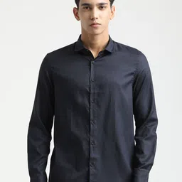 Blu MNKY Spread Collar Long Sleeves Cotton Smart Slim Fit Shirt-picture-3