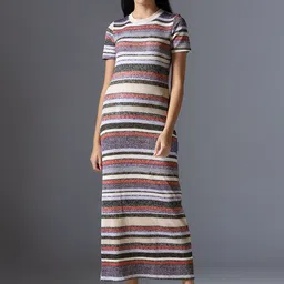 Selvia Edge Women Horizontal Striped Bodycon Maxi Dress-picture-48