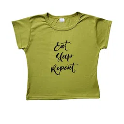 Girls Casual Cotton Blend Crop Top (Green, Pack of 1)-135