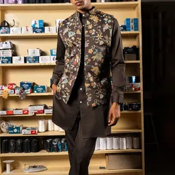 Project Bandi Printed Satin Nehru Jacket-19