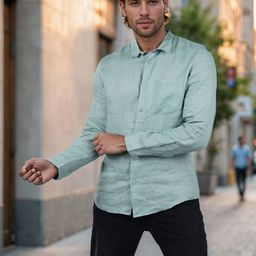 Celio Men Classic Fit Spread Collar Solid Linen Casual Shirt-image-73