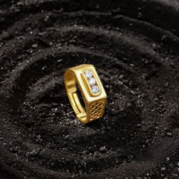 GIVA 925 Sterling Silver Gold-Plated Zircon Stone-Studded Adjustable Finger Ring-image-8