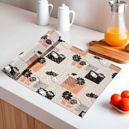 Kuber Industries Brown Lotus Printed Shelf Liner-18