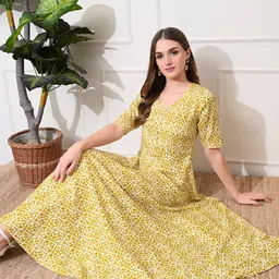 DECKEDUP Tribal Print Fit & Flare Maxi Dress-image-59