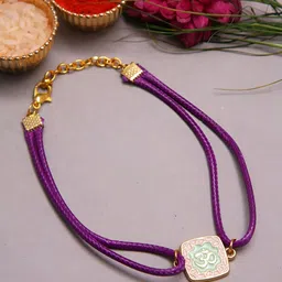 Myntra Elegant Homes Blue & Gold Rakhi With Roli Chawal & Greetings Card-image-58