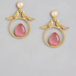 Anouk Gold-Plated Artificial Stones Circular Shaped Drop Earrings image 2