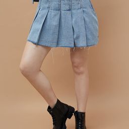 Ginger by Lifestyle Women Pure Cotton Pleated A-Line Mini Skirt-picture-32