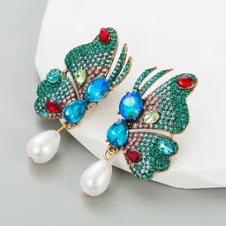 AVANT-GARDE PARIS Gold-Plated Rhinestone Butterfly Shaped Drop Earrings-image-30