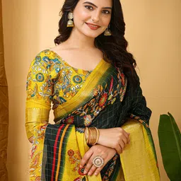 Anouk Rustic Kalamkari Zari Block Print Saree-60