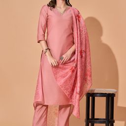 KALINI Women Floral Regular Gotta Patti Chanderi Silk Kurta with Trousers & With Dupatta-27