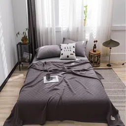 JC HOME Coffee Brown Geometric AC Room 300 GSM Single Bed Quilt-image-12