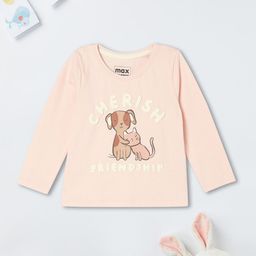 max Girls Graphic Printed Round Neck Cotton T-shirt-42