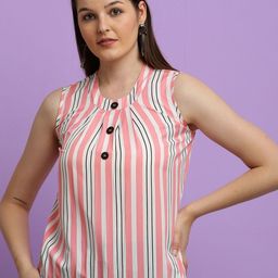 CLOTHINK INDIA Striped Crepe Crop Top-image-59