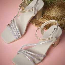 DIVASTRI Women Embellished Block Heels Sandals-image-96